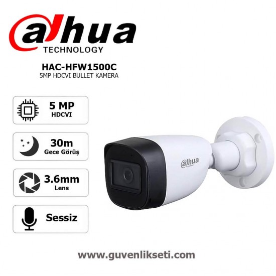 Dahua HAC-HFW1500C 5MP AHD HDCVI Bullet Kamera dahua hac-hfw1500c 5mp ahd hdcvi bullet kamera